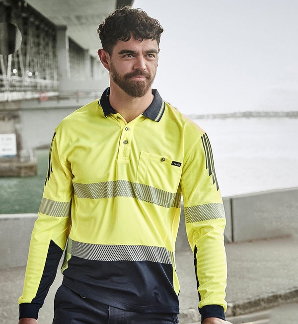 Hi Vis Flux Segmented Tape Long Sleeve Polo Men’s