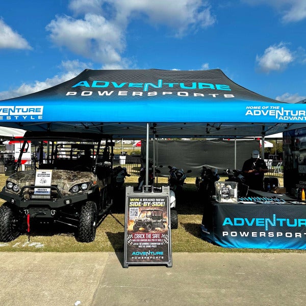 Custom canopy tent + table throw for Adventure Powersport by Signarama North Fort Worth/Keller