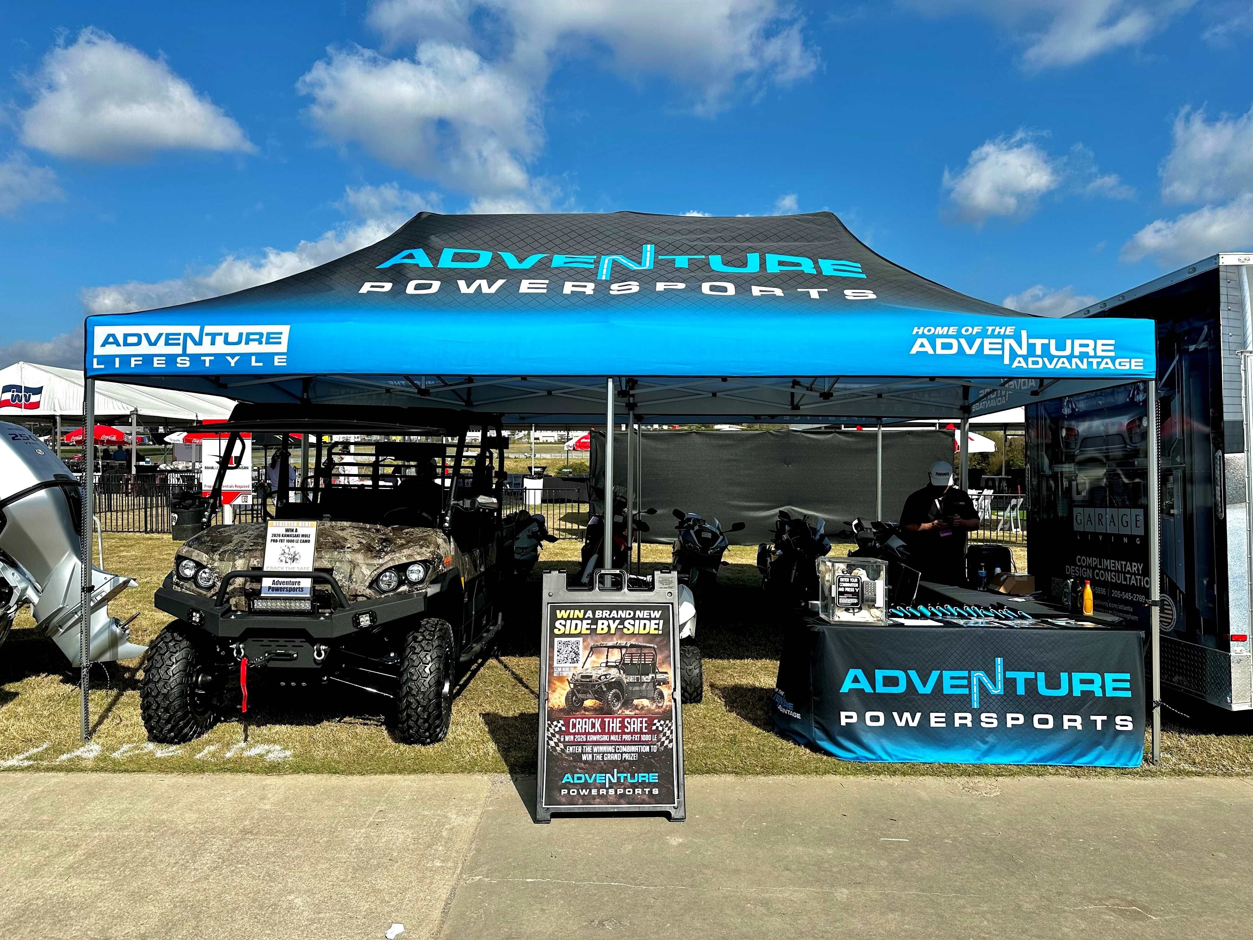 Custom canopy tent + table throw for Adventure Powersport by Signarama North Fort Worth/Keller