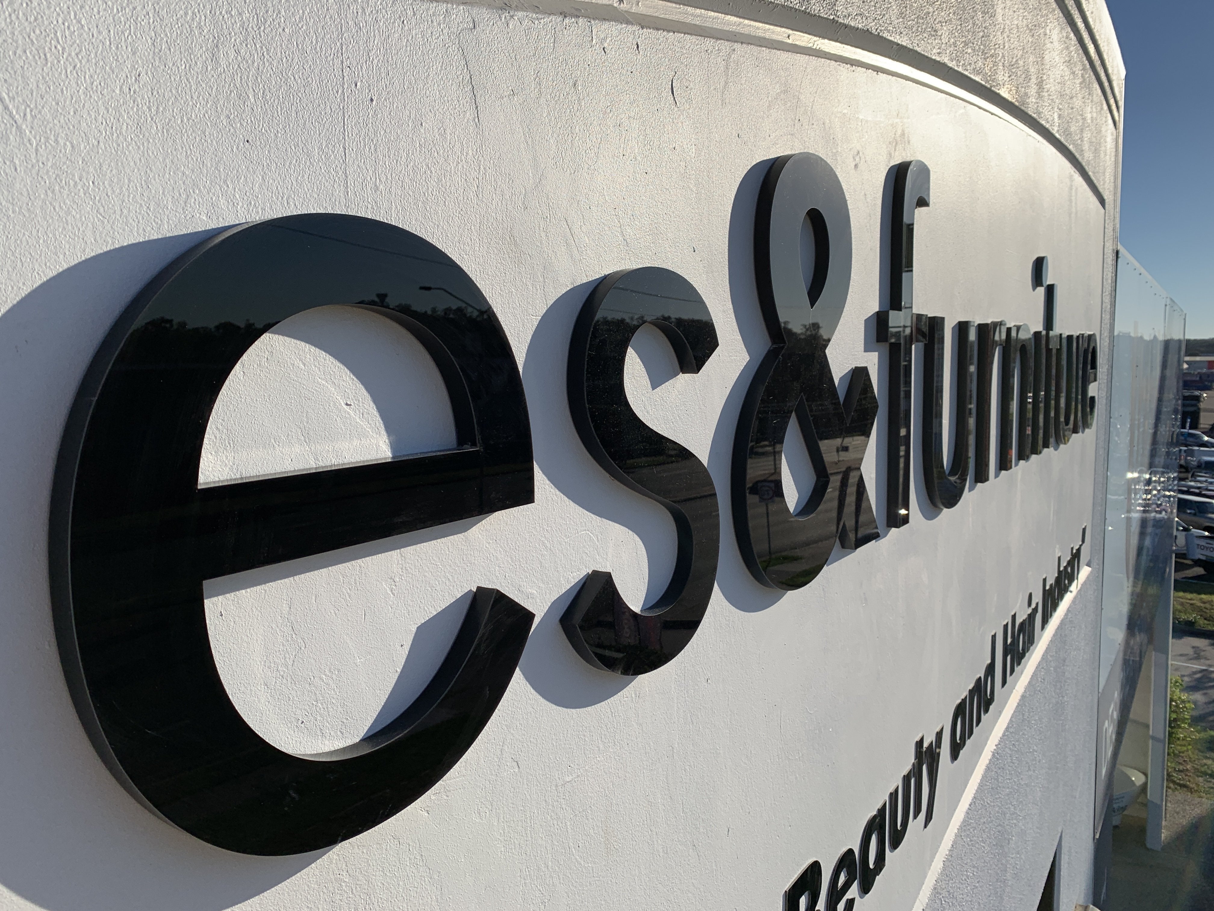 Salon Supplies and Furniture - Black and White themed signage for new premises