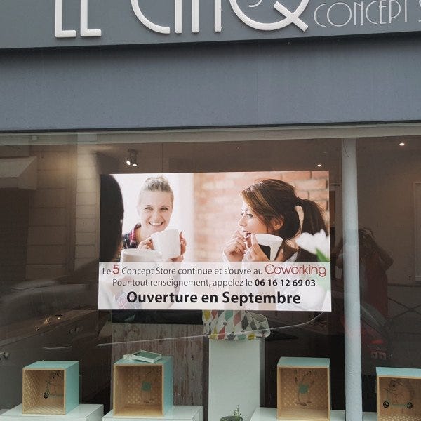 Film repositionnable - Espace coworking "le Cinq"