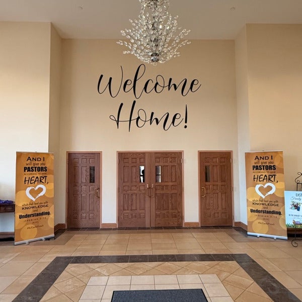 Welcome Home Easter Vinyl Lettering for Mount Olive Baptist Church | Centreville VA Church Signage