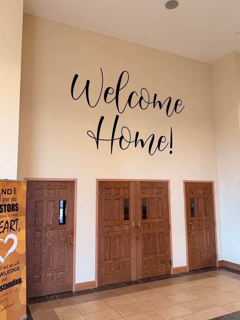 Welcome Home Easter Vinyl Lettering for Mount Olive Baptist Church | Centreville VA Church Signage