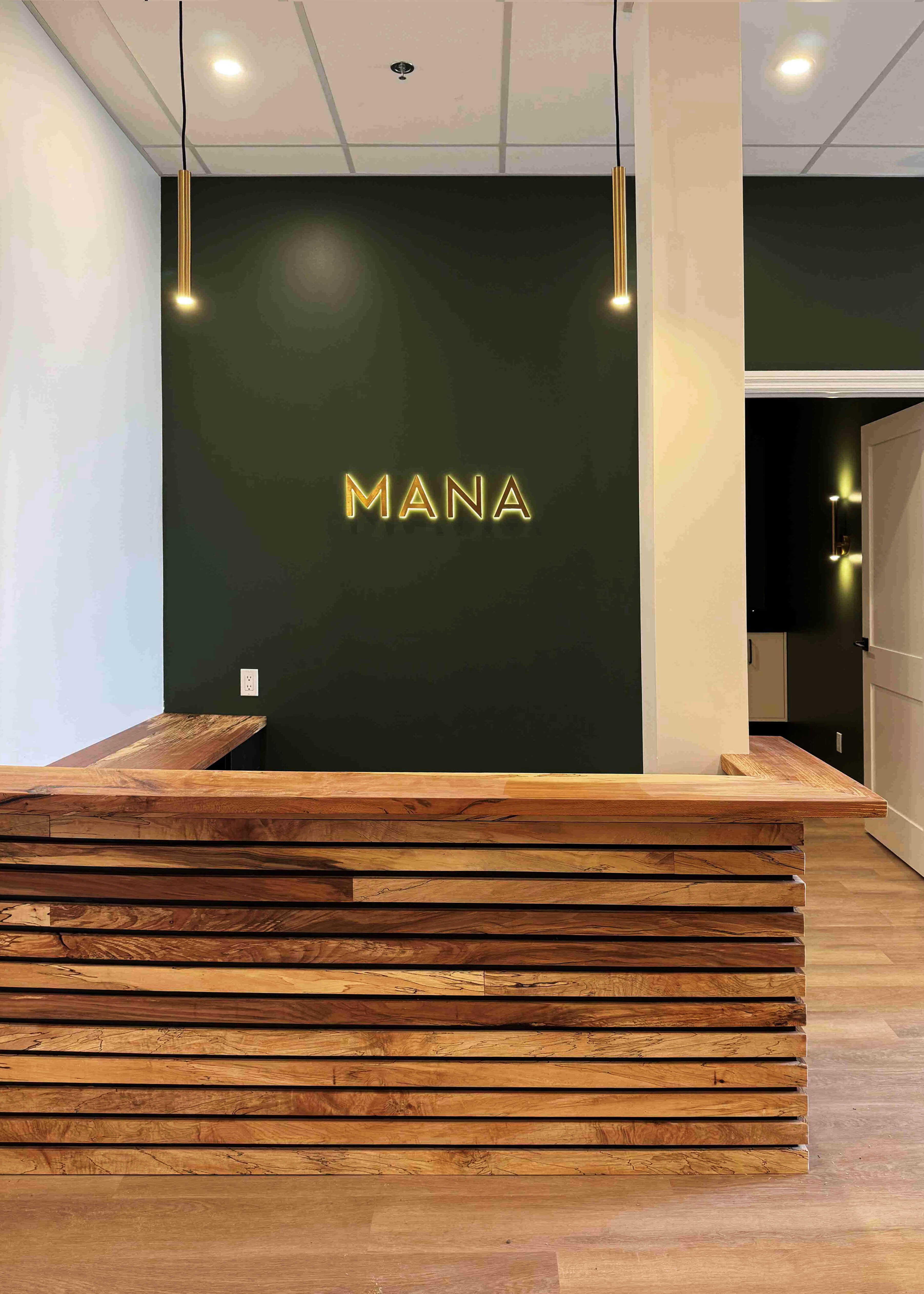 Mana Spa - Interior Reception Sign