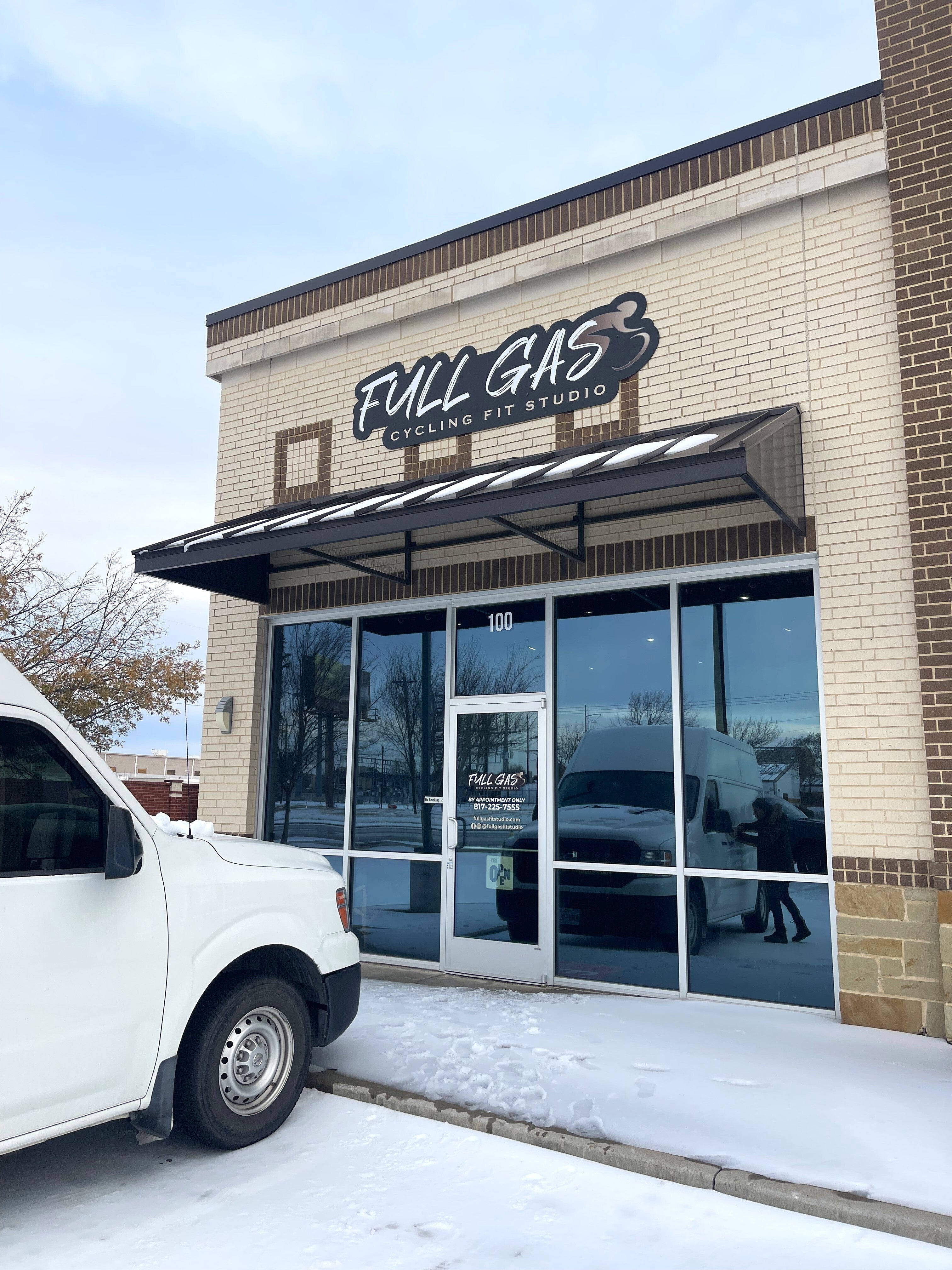 Full Gas Cycling Fit Studio Elevates Their Brand with a Cohesive Exterior & Interior Signage Package