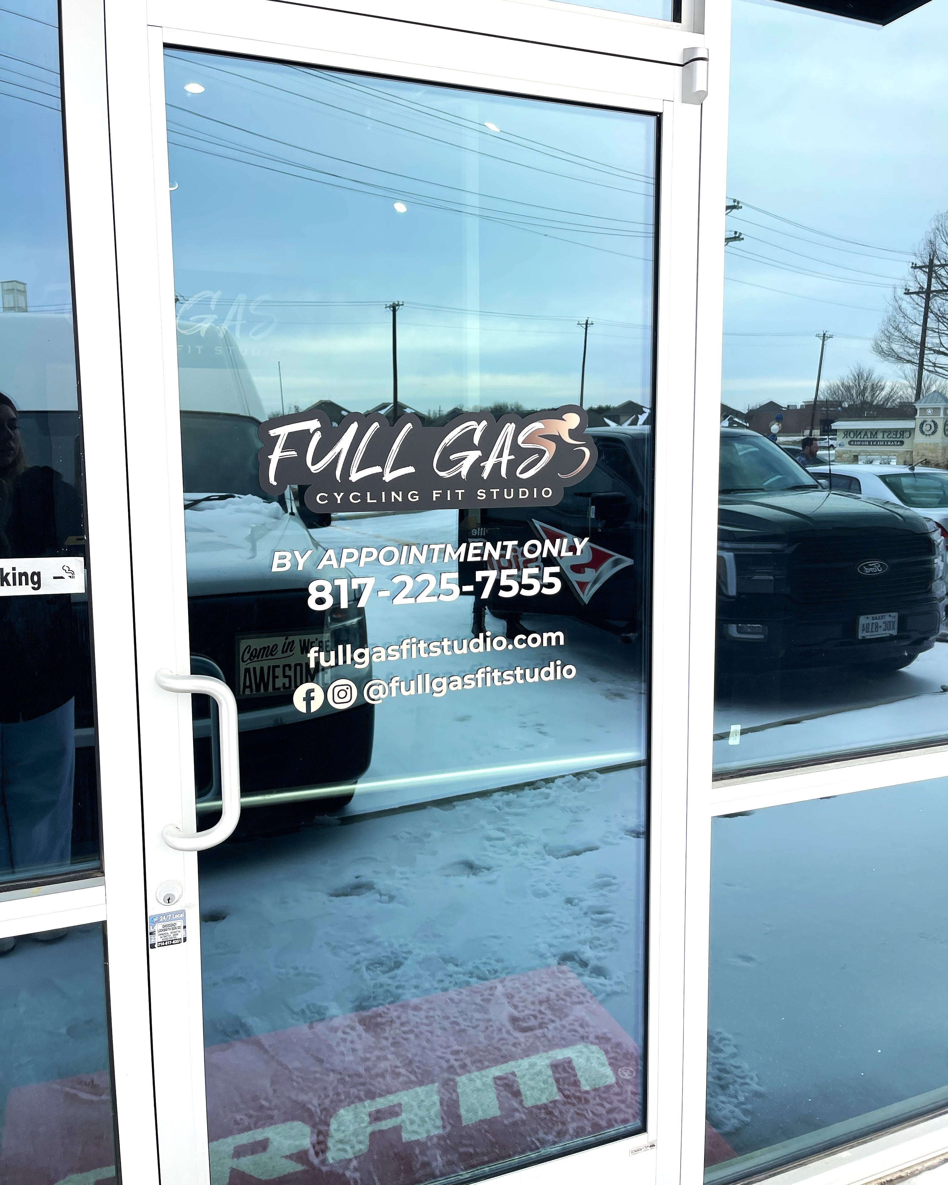 Full Gas Cycling Fit Studio Elevates Their Brand with a Cohesive Exterior & Interior Signage Package