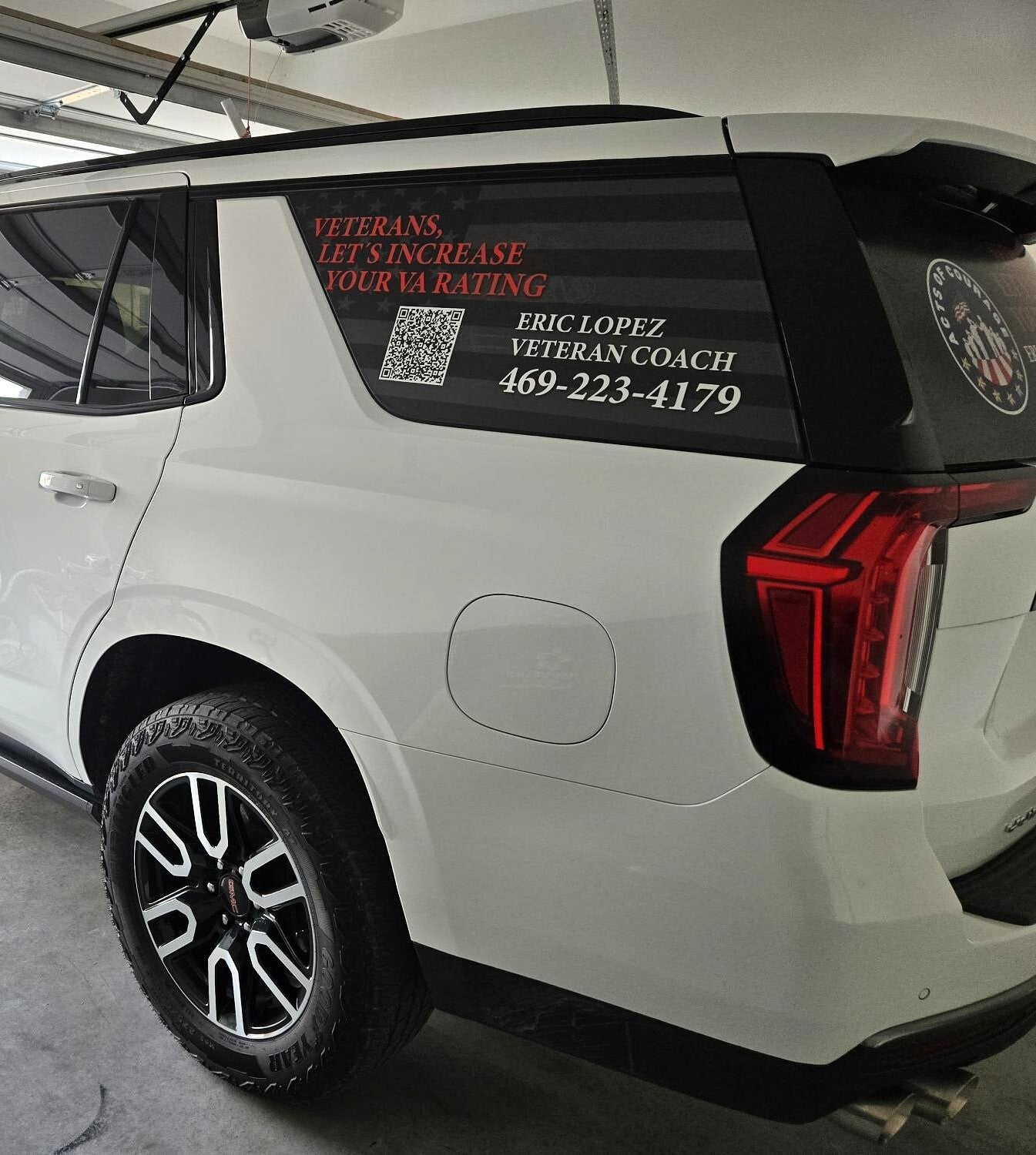 Perforated Window Graphics for Acts of Courage LLC’s Truck