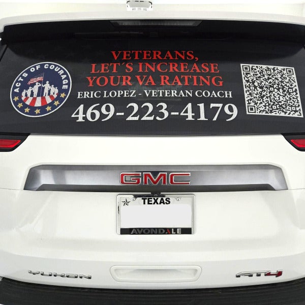 Perforated Window Graphics for Acts of Courage LLC’s Truck