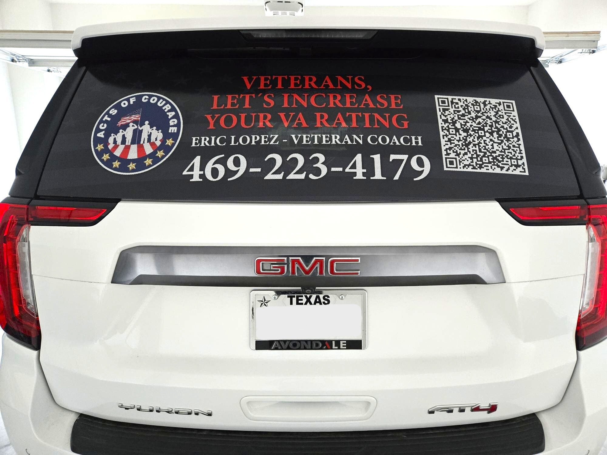 Perforated Window Graphics for Acts of Courage LLC’s Truck