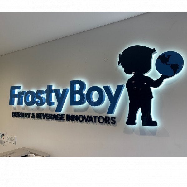 Frosty Boy - Reception sign - 3D Halo lit
