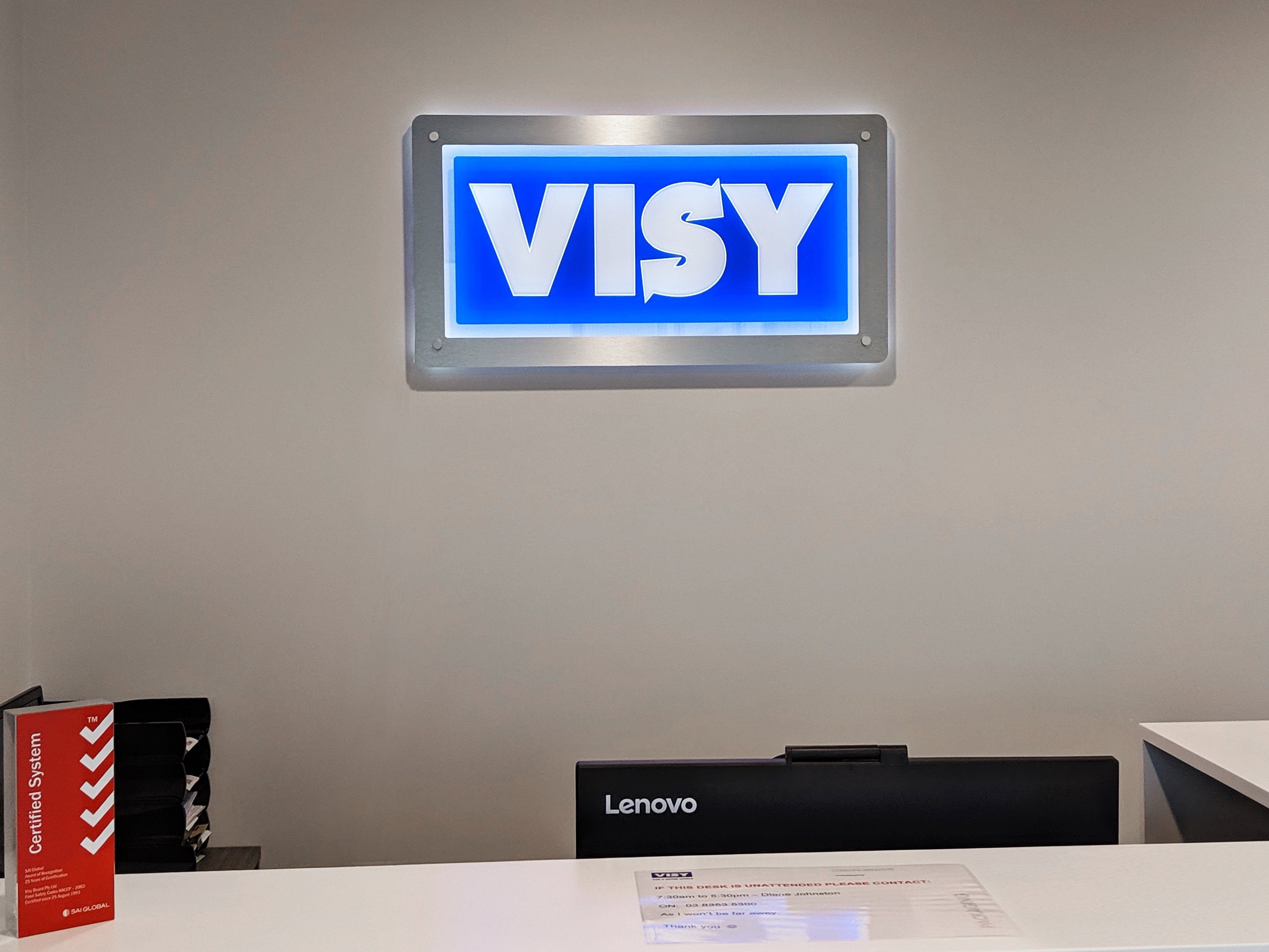 Visy Reception Sign