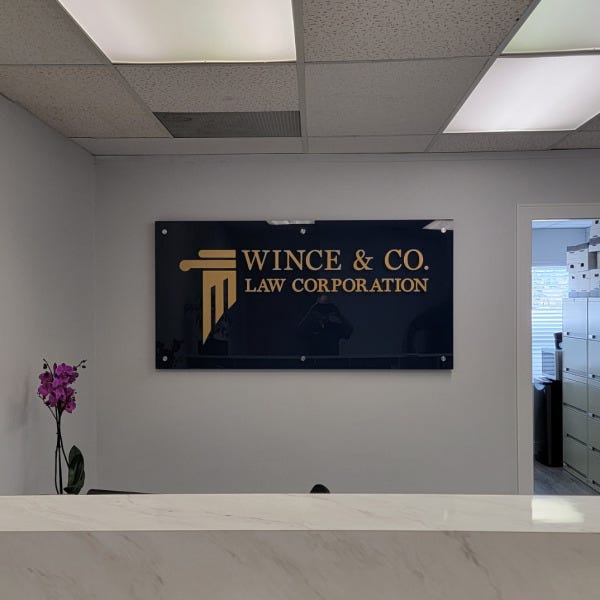 Reception Sign - Wince & CO. Law Corporation - Coquitlam