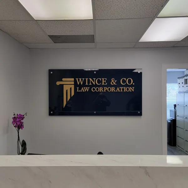 Reception Sign - Wince & CO. Law Corporation - Coquitlam