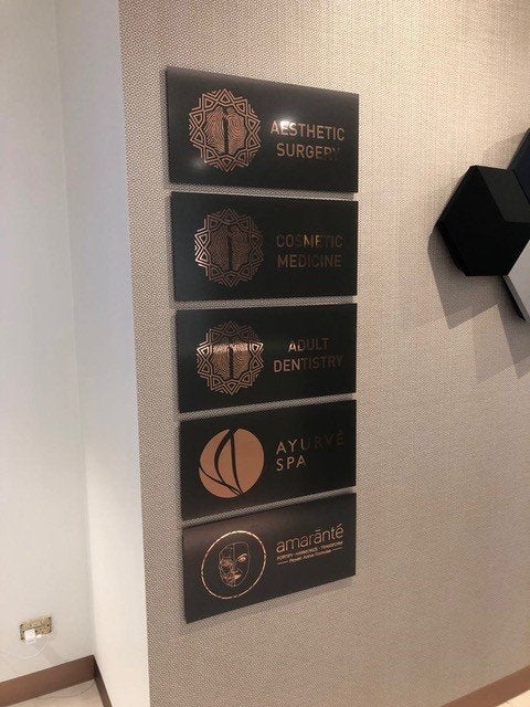 Charcoal Acrylic & Rose Gold Cut Vinyl Signage
