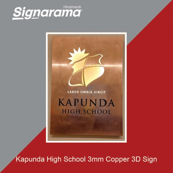Striking 3D Copper Reception Sign for Kapunda High School
