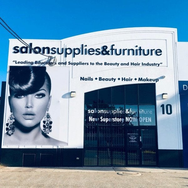 Salon Supplies and Furniture - Black and White themed signage for new premises