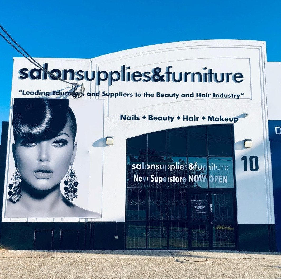 Salon Supplies and Furniture - Black and White themed signage for new premises