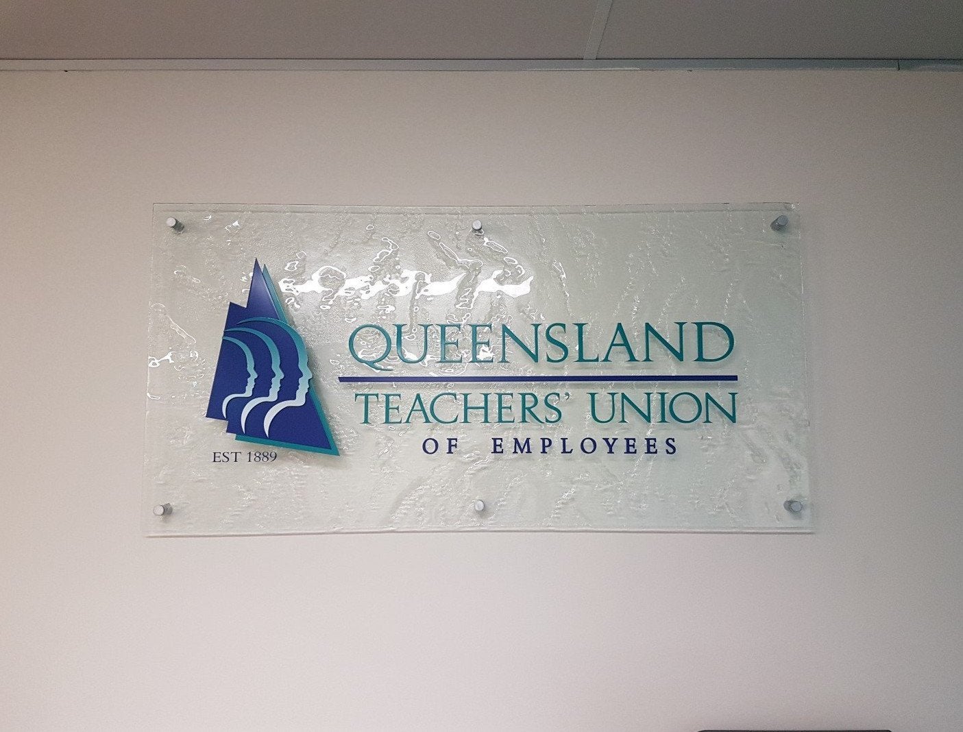 Queensland Teacher's Union - Slum Glass 3D Reception Sign