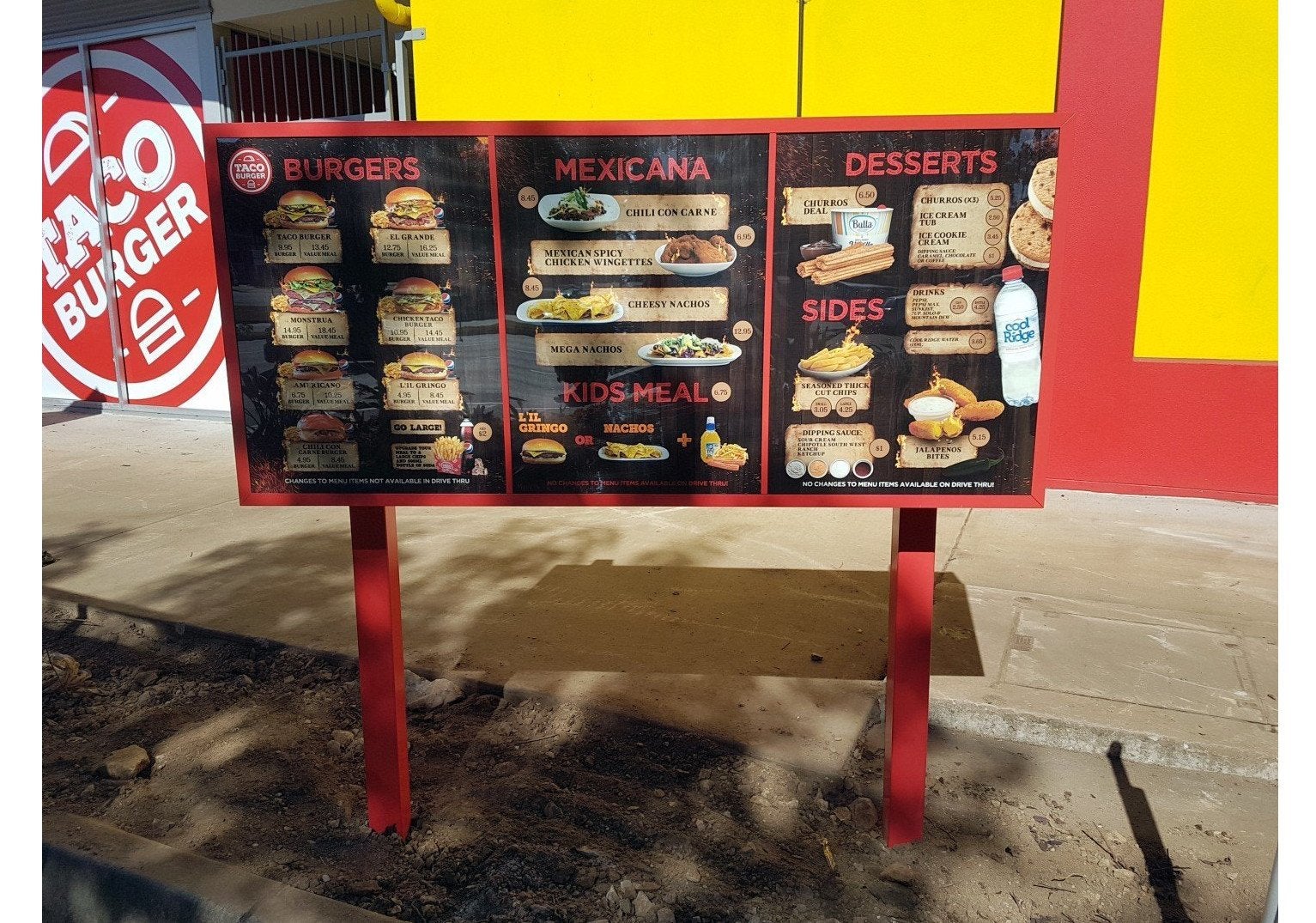 Taco Burger - Menu Box and window graphics