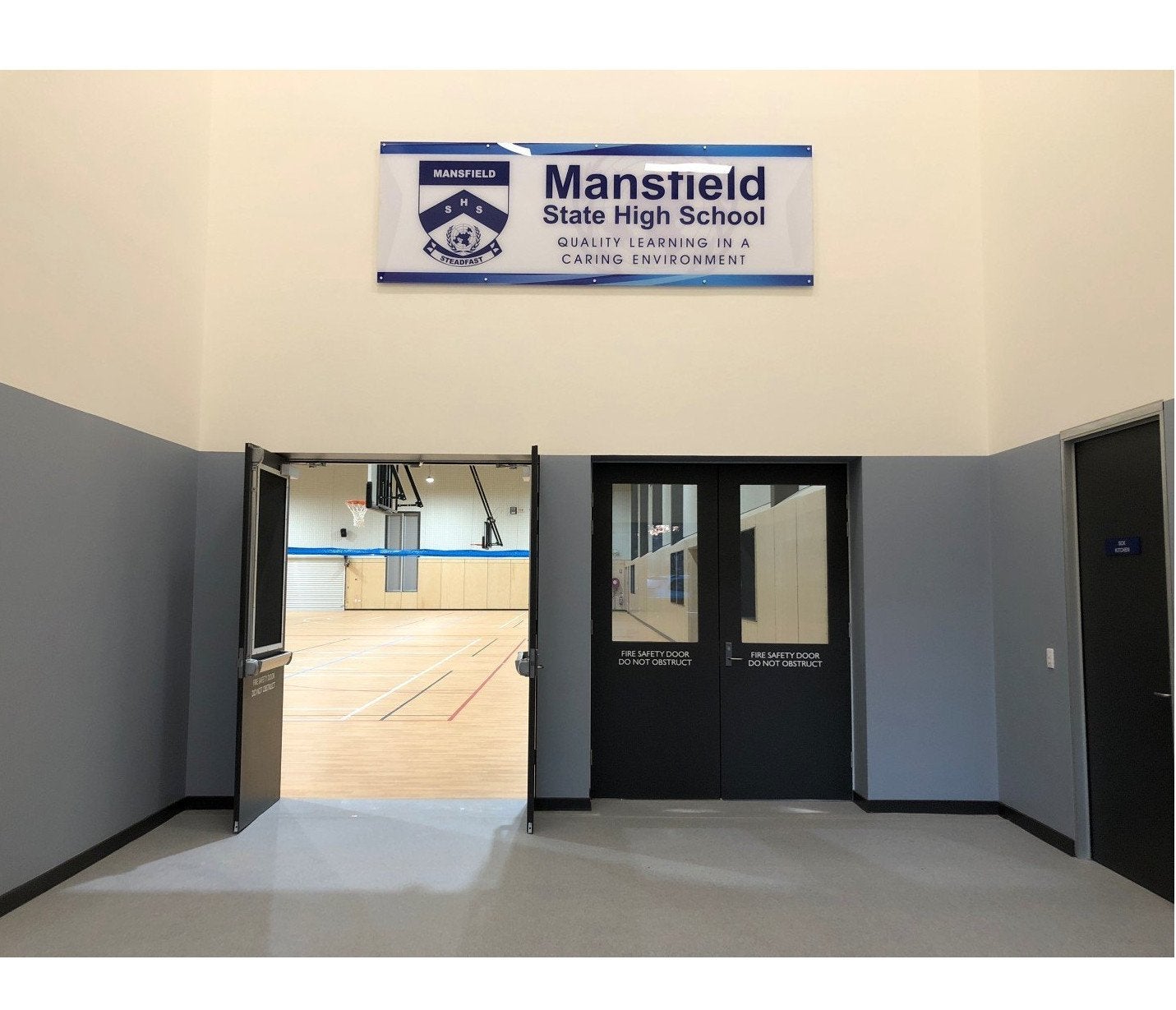 Mansfield State High School - Sports Hall new Reception sign