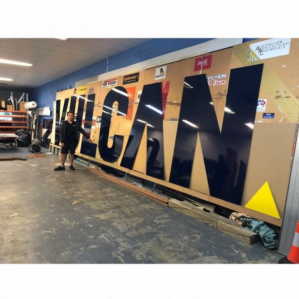 Vulcan - rebrand - Large ACM cut letters with vinyl on front