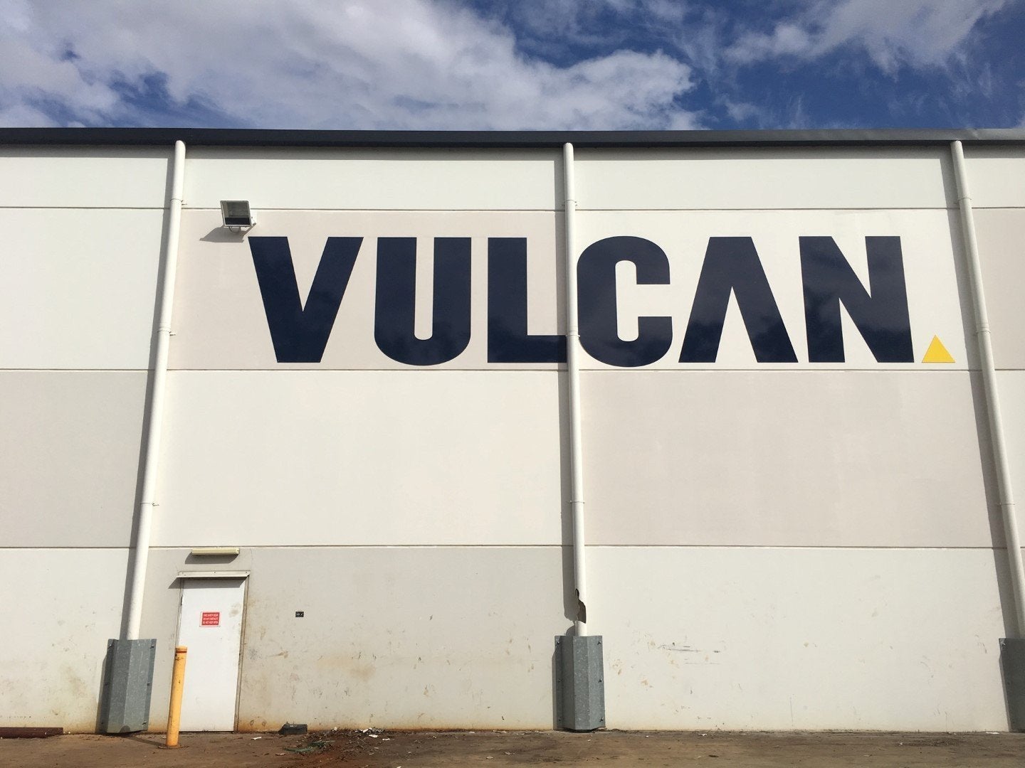 Vulcan - rebrand - Large ACM cut letters with vinyl on front