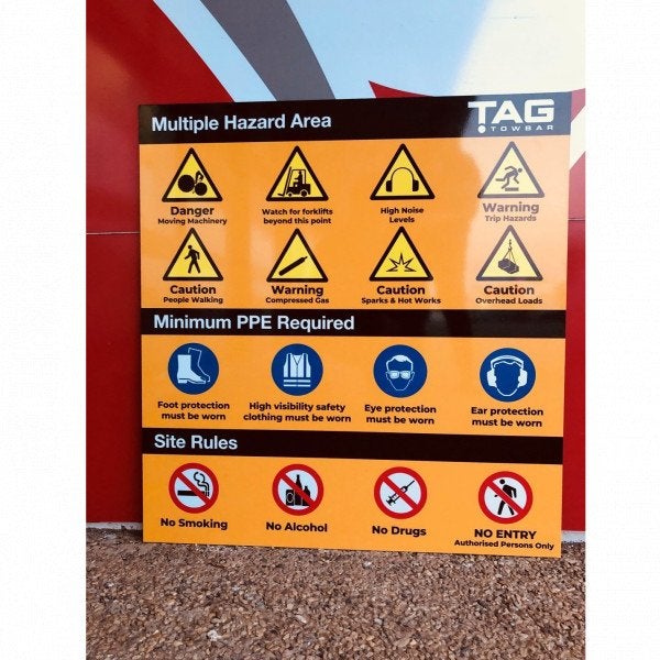 Tag Towbars - Multiple Hazard/PPE sign