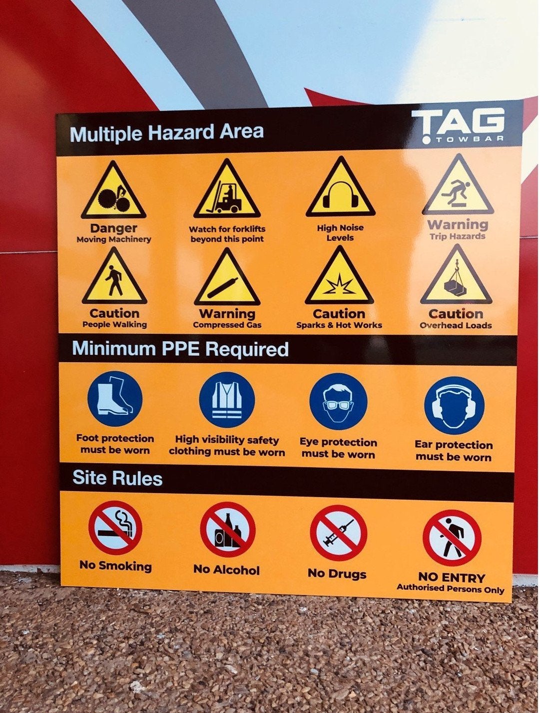Tag Towbars - Multiple Hazard/PPE sign