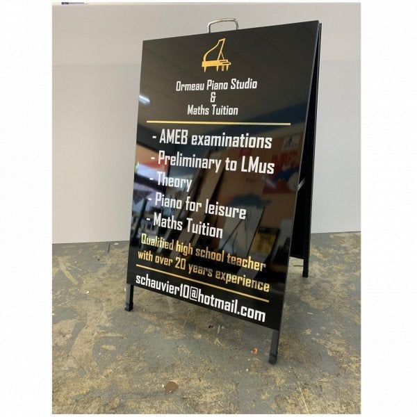 Ormeau Piano Studio - A Frame - Gloss black with gold vinyl