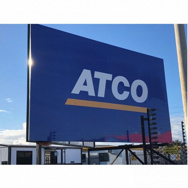 ATCO - rebrand - Large Billboard sign - V Shaped - ACM with vinyl
