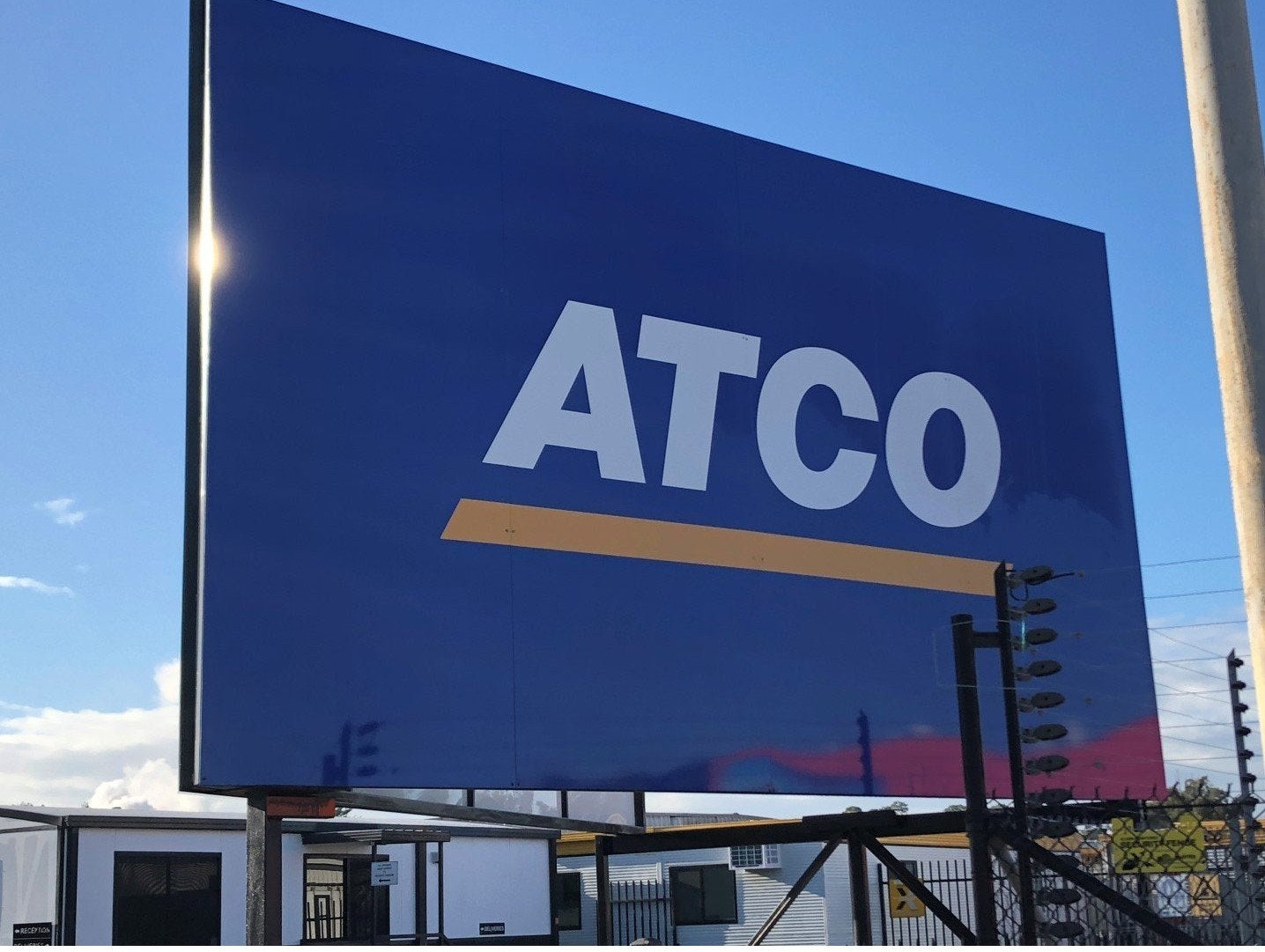ATCO - rebrand - Large Billboard sign - V Shaped - ACM with vinyl