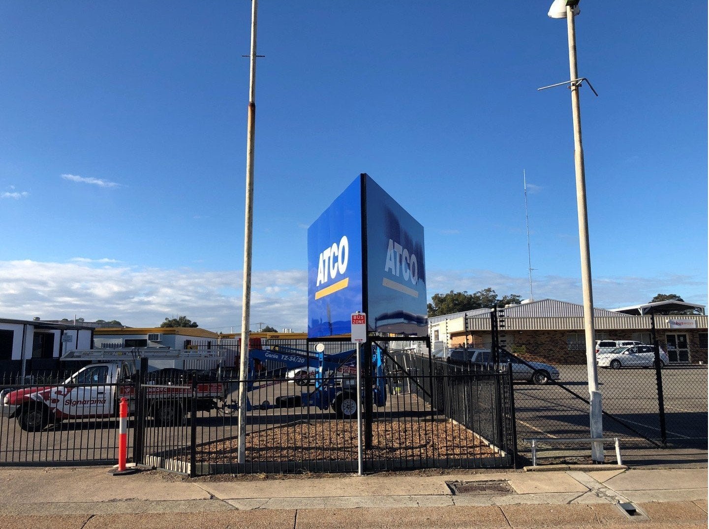 ATCO - rebrand - Large Billboard sign - V Shaped - ACM with vinyl