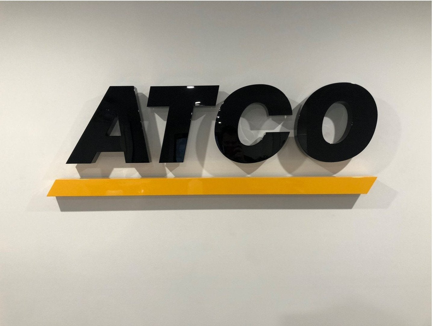 ATCO - rebrand - 3D halo lit reception signs