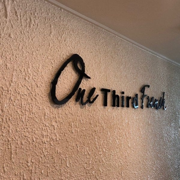 One third french - pin mounted acrylic shop sign