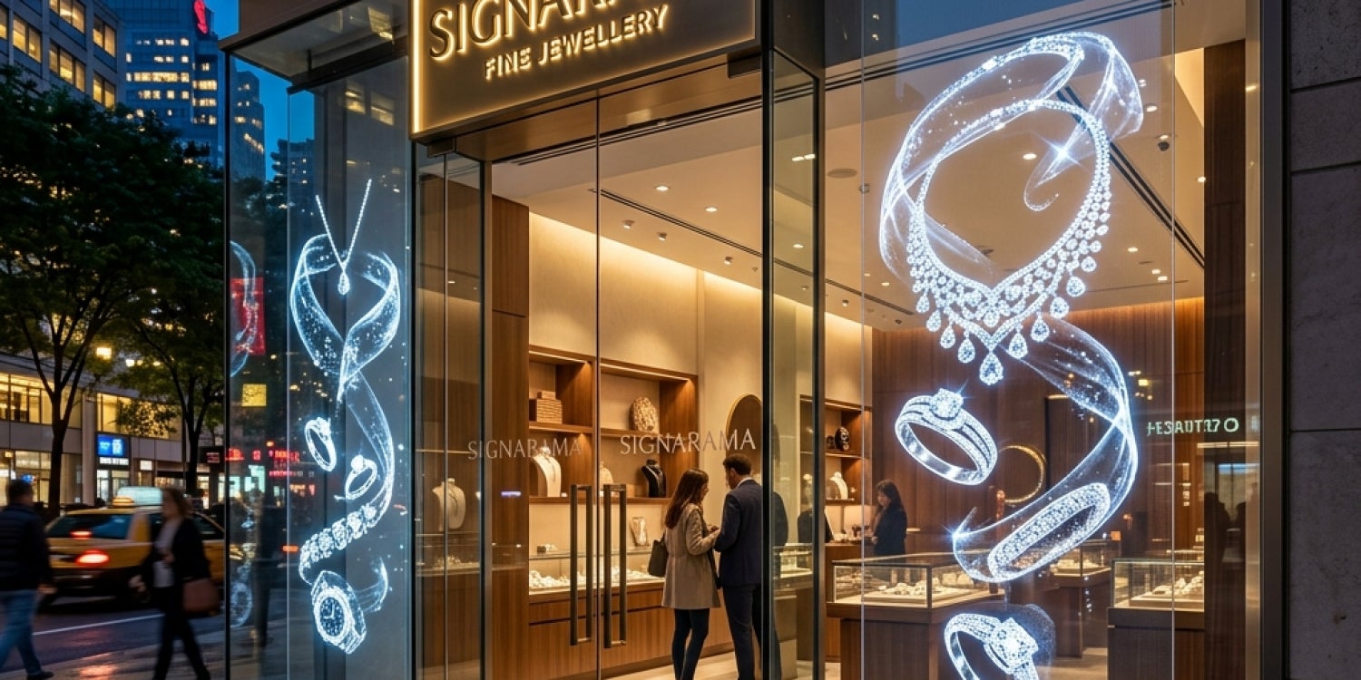 Transparent LED for glass storefronts and facades