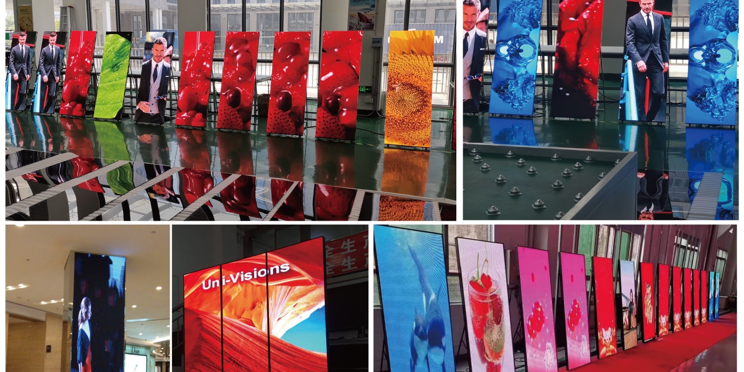 LED poster displays: portable, plug-in advertising