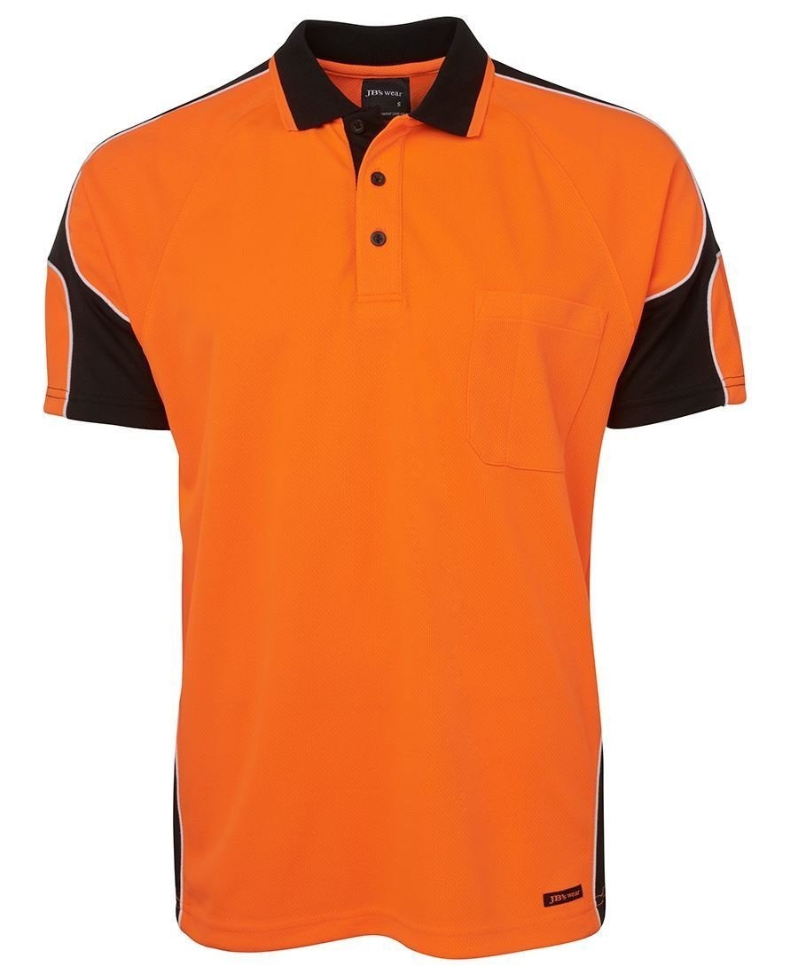 Buy custom branded Hi Vis S/S Arm Panel Polos with your logo!
