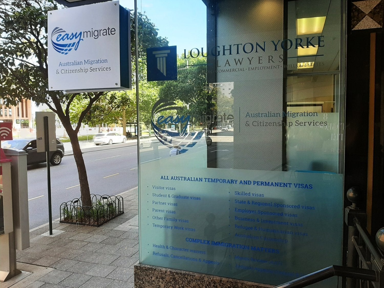 Easy Migrate / Loughton Yorke Lawyers Building Signage