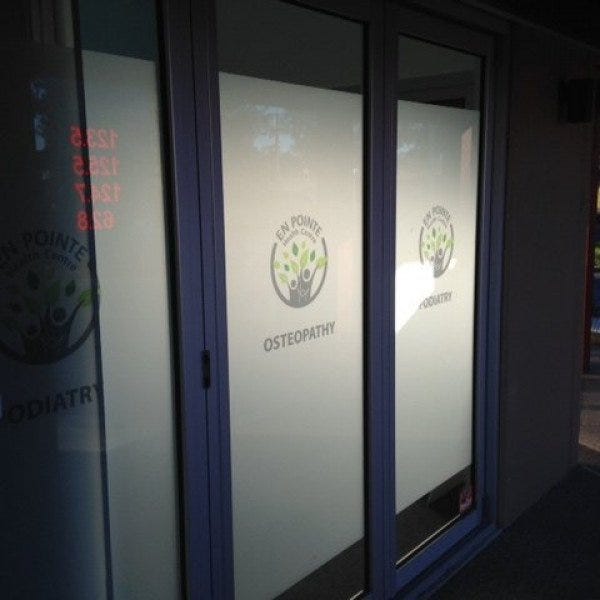 Glass frosting with Company logo print