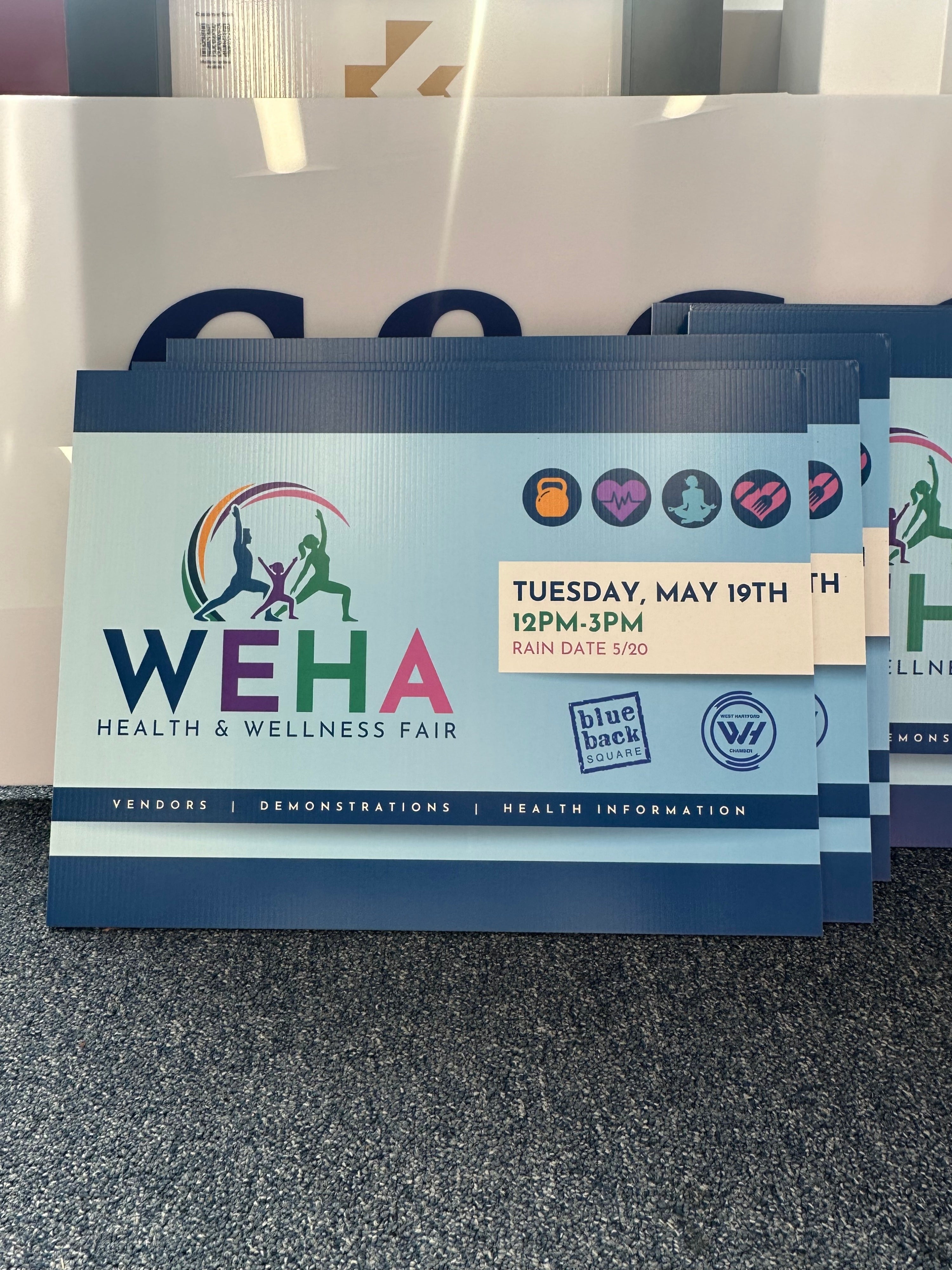 Custom Event Signs & Coroplast Yard Signs in West Hartford CT | WEHA Health & Wellness Fair Signage
