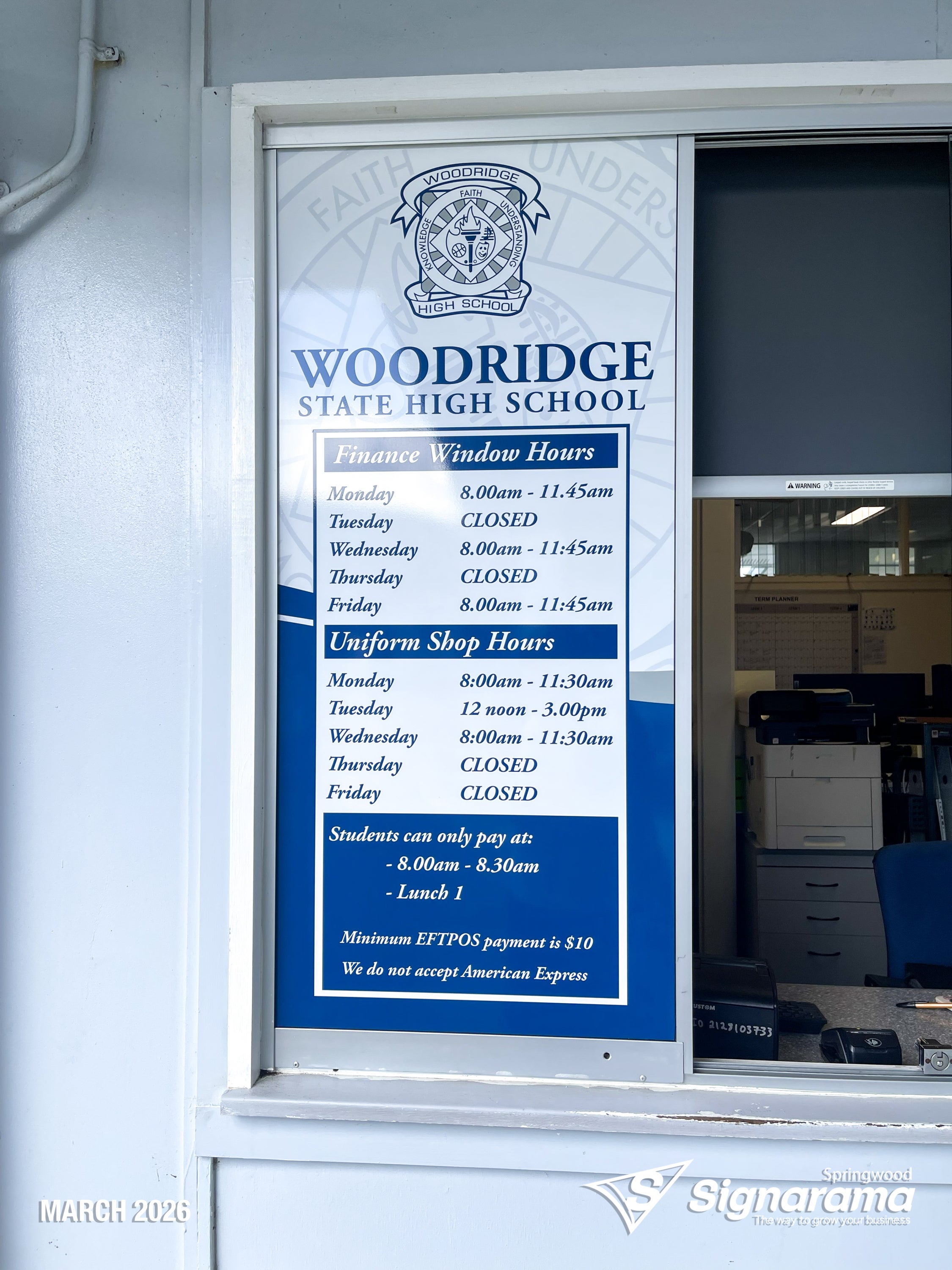 Window Graphics - Woodridge State High School