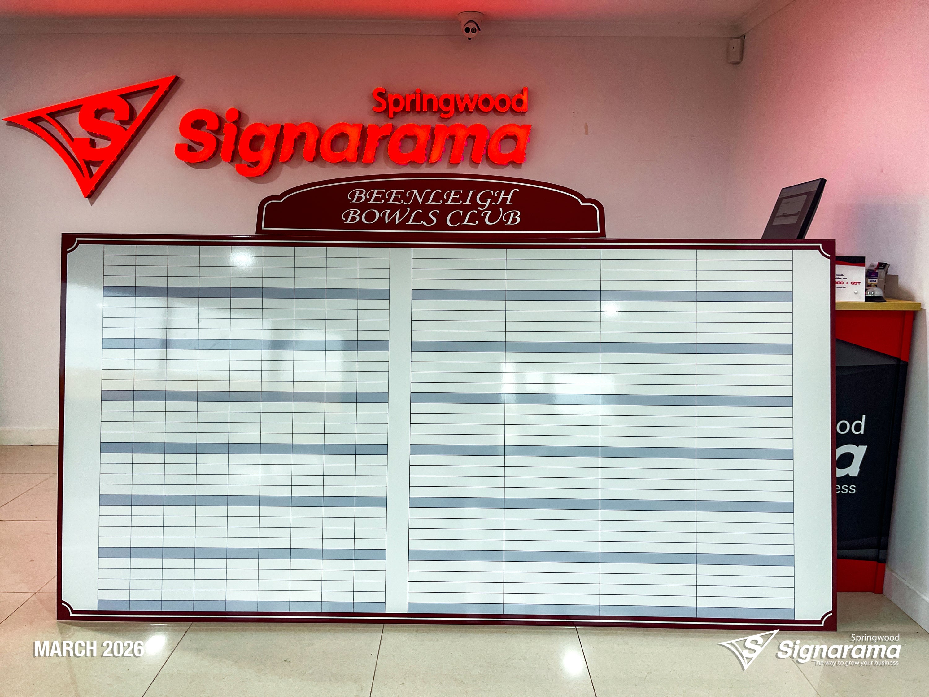 Magnetic Whiteboard - Beenleigh Bowls Club
