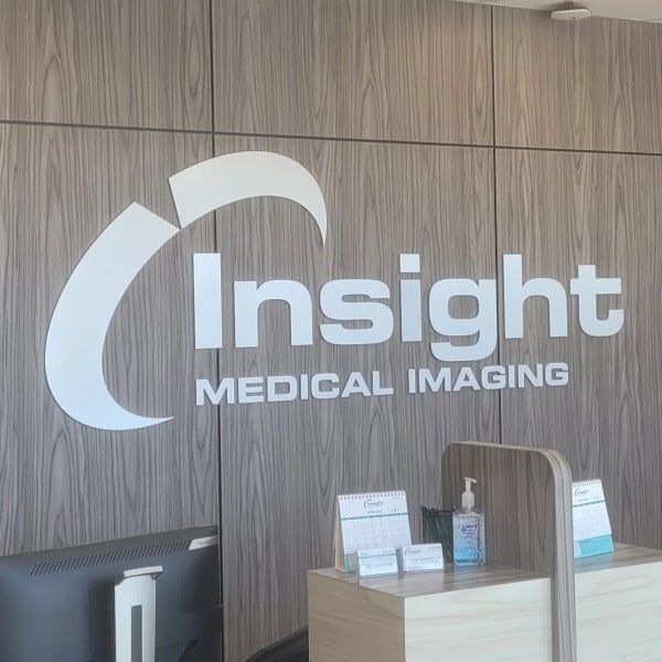 Reception Sign for Insight Medical Imaging in Sherwood Park, AB