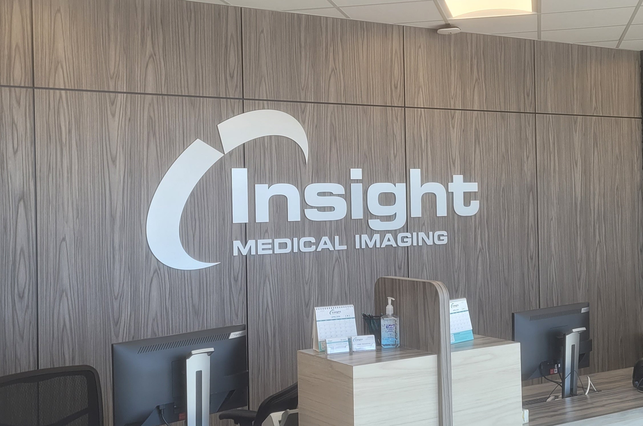 Reception Sign for Insight Medical Imaging in Sherwood Park, AB