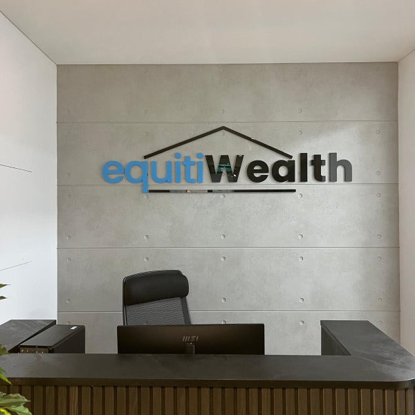 Painted 3D Acrylic Letters & Door Decal for Equiti Wealth