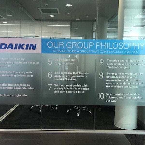 Daikin-window frosting & vinyl lettering / signs