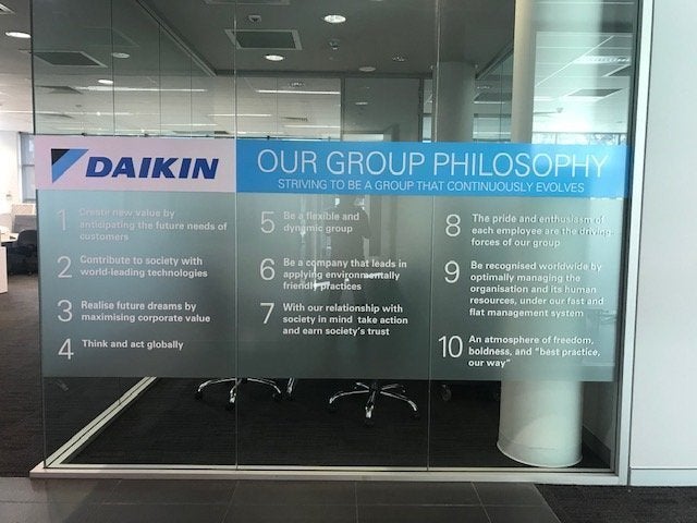 Daikin-window frosting & vinyl lettering / signs