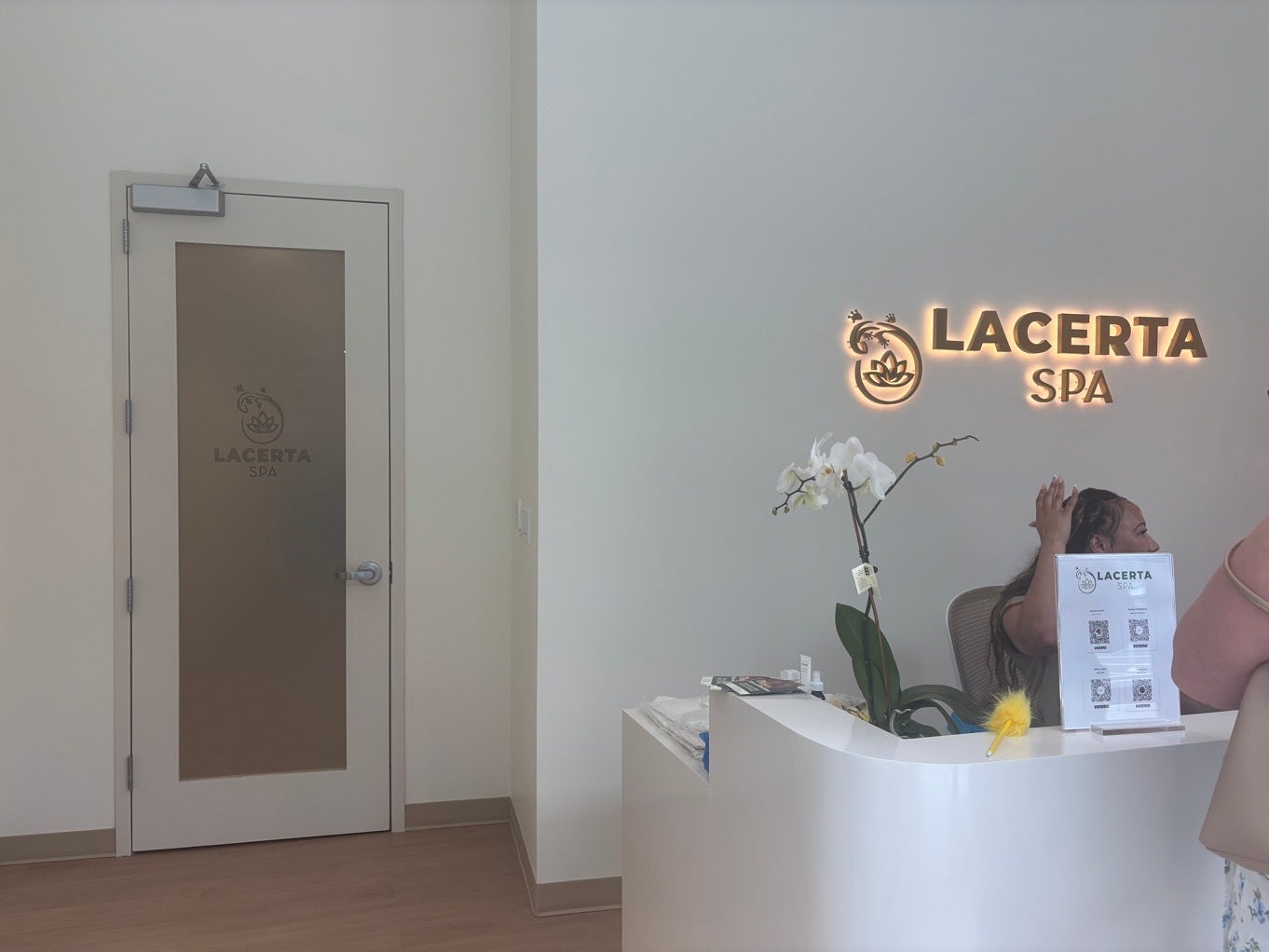 Grand Opening Window Graphics for Lacerta Spa in Washington DC | Privacy Perforated & Frosted Vinyl Installation