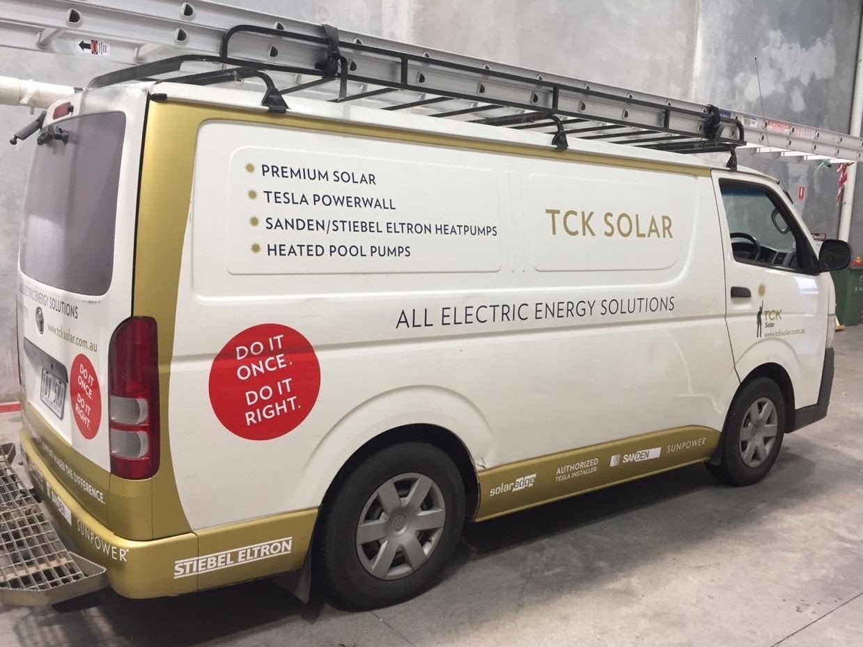 Vehicle Lettering - TCK Solar - Brunswick