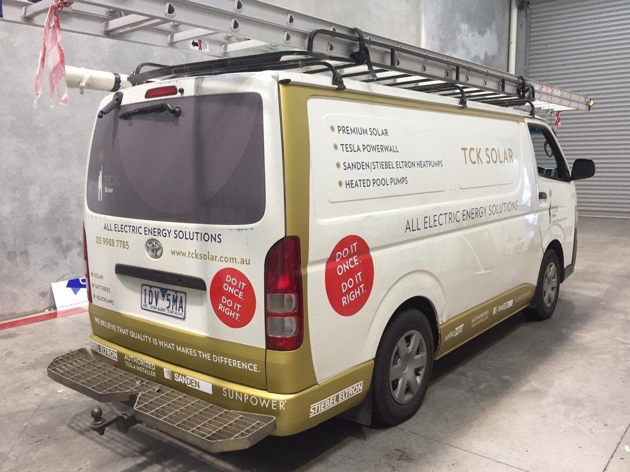 Vehicle Lettering - TCK Solar - Brunswick